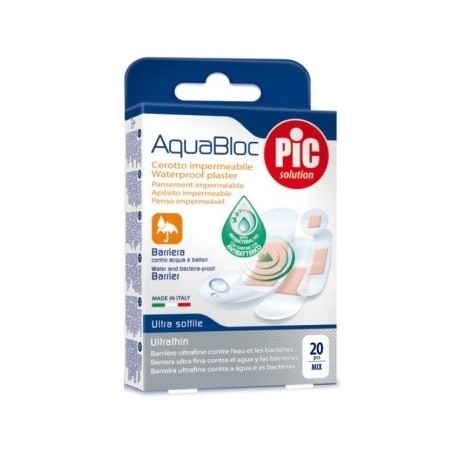 PIC Aquabloc Cerotto Impermeabile Antibatterico 20 Pezzi Misti PIC Aquabloc Cerotto Impermeabile Antibatterico 20 Pezzi Misti