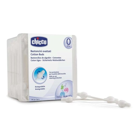 Chicco Bastoncini ovattati per l'igiene delle orecchie del bambino 90 pezzi Chicco Bastoncini ovattati per l'igiene delle orecchie del bambino 90 pezzi