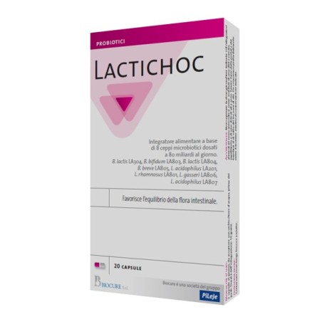 Lactichoc integratore riequilibrante intestinale con 8 ceppi microbici 20 capsule Lactichoc integratore riequilibrante intestinale con 8 ceppi microbici 20 capsule