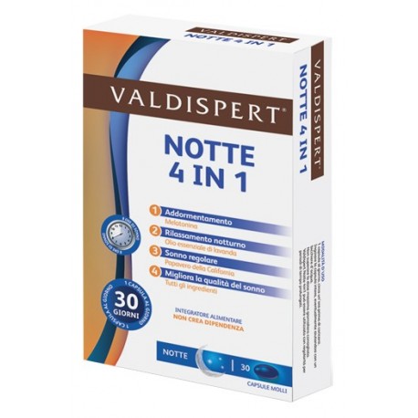 Valdispert Notte 4 in 1 integratore per il riposo notturno 30 capsule molli