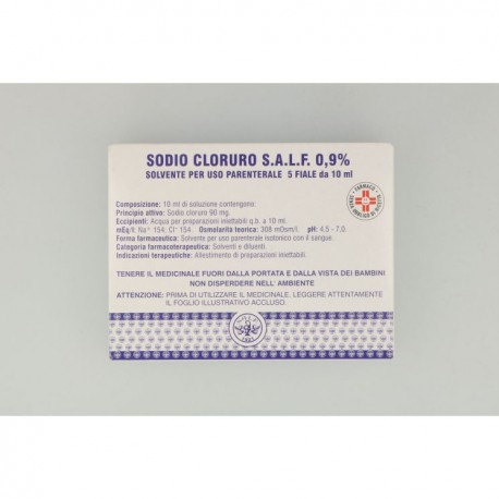 Sodio Cloruro S.A.L.F. 0,9% solvente per uso parenterale 5 fiale 10 ml