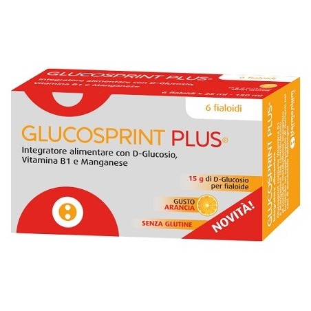 Glucosprint Plus arancia integratore per ipoglicemia 6 fialoidi da 25 ml Glucosprint Plus arancia integratore per ipoglicemia 6 fialoidi da 25 ml