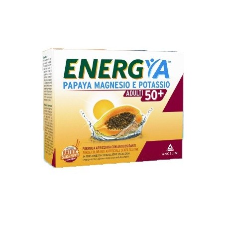 Energya Papaya Magnesio e Potassio integratore per adulti 50+ 14 bustine Energya Papaya Magnesio e Potassio integratore per adulti 50+ 14 bustine