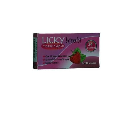 Licky Bimbi Tosse e Gola caramelle con erbe officinali gusto fragola 70 g