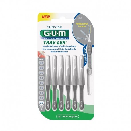 Gum Trav-Ler 2,0 scovolino interdentale professionale antibatterico 6 pezzi