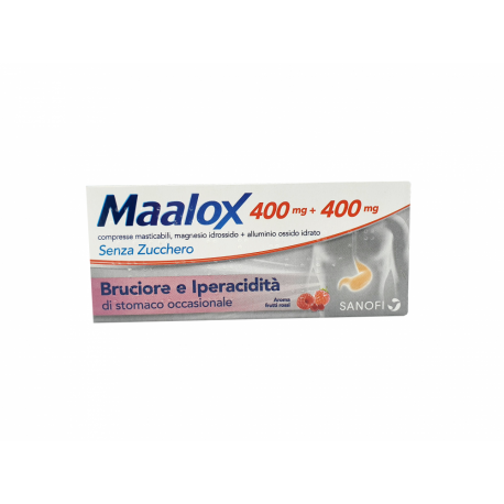 Maalox 30 compresse masticabili 400 mg + 400 mg senza zucchero aroma frutti rossi