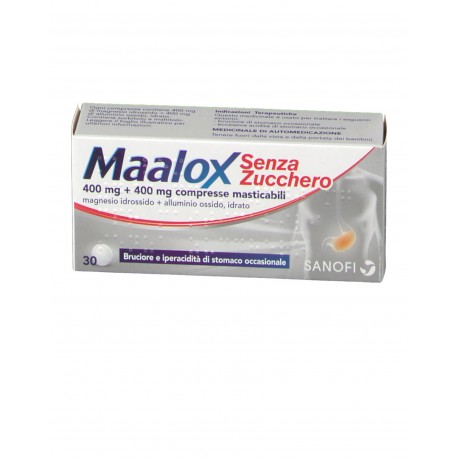 Maalox 30 compresse masticabili 400 mg + 400 mg senza zucchero aroma limone