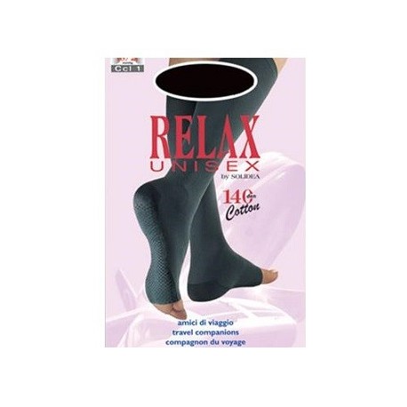 Solidea Relax Gambaletto unisex punta aperta 140 den compressione graduata forte naturale 1 small