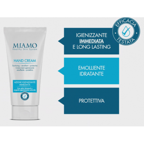 Miamo Hand Cream - Crema mani igienizzante, emolliente e protettiva con argento igienizzante 50 ml