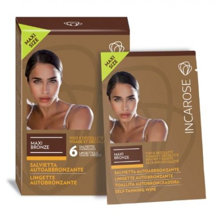 Incarose Maxi Bronze 6 salviette autoabbronzanti per viso e décolleté