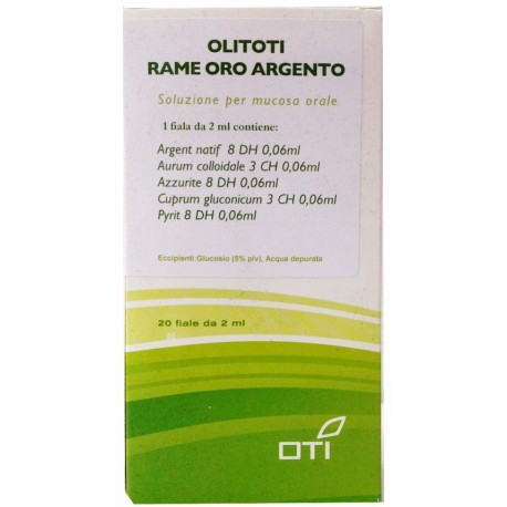 Olitoti rame oro argento 20 fiale glucosate 2 ml