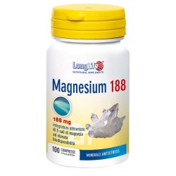 Longlife Magnesium 188 - Integratore di 5 sali di magnesio 100 compresse