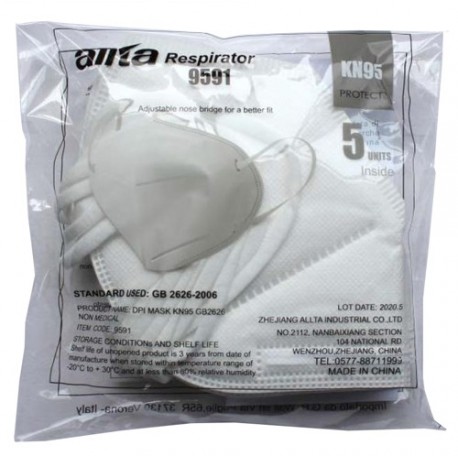 ALLTA SEMIMASCHERA FACCIALE KN95 5 PEZZI