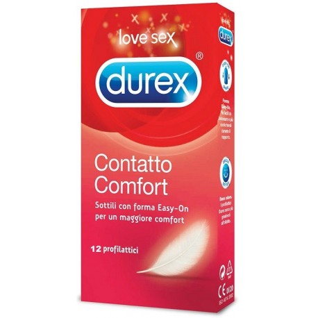 Durex Contatto Comfort preservativo sottile con forma easy-on 12 pezzi