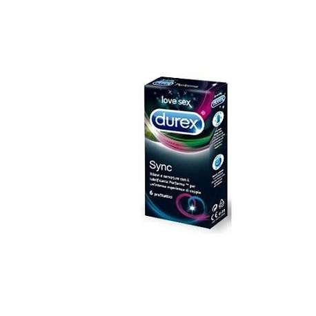 Durex Sync Preservativo stimolante per lui e lei con rilievi e lubrificante 6 pezzi