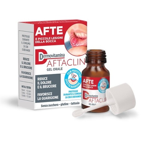 Dermovitamina Aftaclin Gel 7 ml - Gel orale per afte e lesioni della mucosa orale Dermovitamina Aftaclin Gel 7 ml - Gel orale per afte e lesioni della mucosa orale
