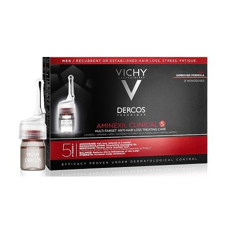 Vichy Dercos Aminexil Intensive 5 Uomo 21 fiale per caduta dei capelli 6 ml Vichy Dercos Aminexil Intensive 5 Uomo 21 fiale per caduta dei capelli 6 ml