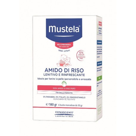 Mustela Amido di riso lenitivo e rinfrescante per il bagnetto del bambino 180 gr