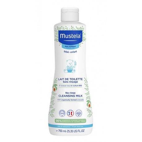 Mustela Latte di Toilette Detergente senza risciacquo per viso e sederino dei bambini 750 ml