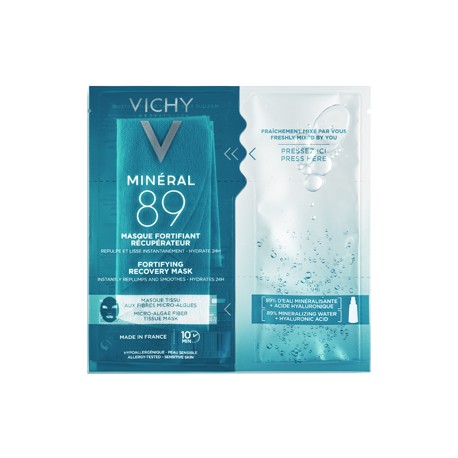 Vichy Mineral 89 maschera viso in tessuto riparatrice pelle sensibile 29 g