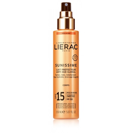 Lierac Latte solare corpo protettivo energizzante anti-età globale SPF15 150 ml