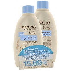 Aveeno Baby hair & body wash Detergente bagnetto per bambini 2 x 300 ml