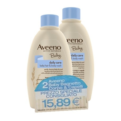 Aveeno Baby hair & body wash Detergente bagnetto per bambini 2 x 300 ml