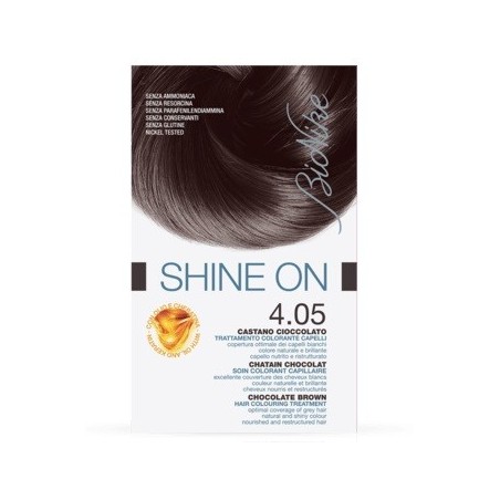 BioNike Shine On 4.05 Castano Cioccolato tinta permanente 50 ml + 75 ml BioNike Shine On 4.05 Castano Cioccolato tinta permanente 50 ml + 75 ml