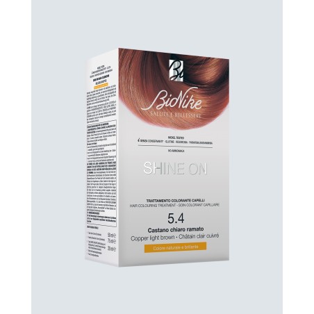 BioNike Shine On tinta permanente capelli 5.4 Castano Ramato 75 ml + tubo 50 ml BioNike Shine On tinta permanente capelli 5.4 Castano Ramato 75 ml + tubo 50 ml