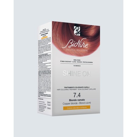 BioNike Shine On tinta permanente capelli 7.4 Biondo Ramato flacone 75 ml + tubo 50 ml BioNike Shine On tinta permanente capelli 7.4 Biondo Ramato flacone 75 ml + tubo 50 ml