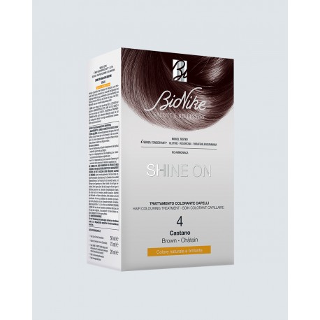 BioNike Shine On tinta permanente capelli 4-Castano flacone 75 ml + tubo 50 ml