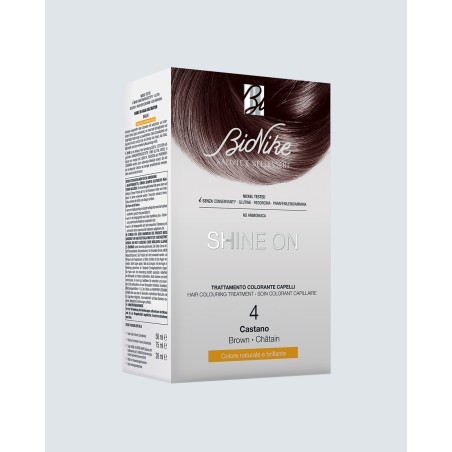 BioNike Shine On tinta permanente capelli 4-Castano flacone 75 ml + tubo 50 ml BioNike Shine On tinta permanente capelli 4-Castano flacone 75 ml + tubo 50 ml