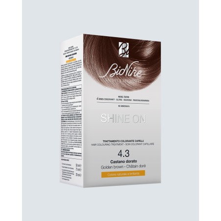 BioNike Shine On tinta permanente capelli 4.3-Castano dorato 75 ml + tubo 50 ml BioNike Shine On tinta permanente capelli 4.3-Castano dorato 75 ml + tubo 50 ml