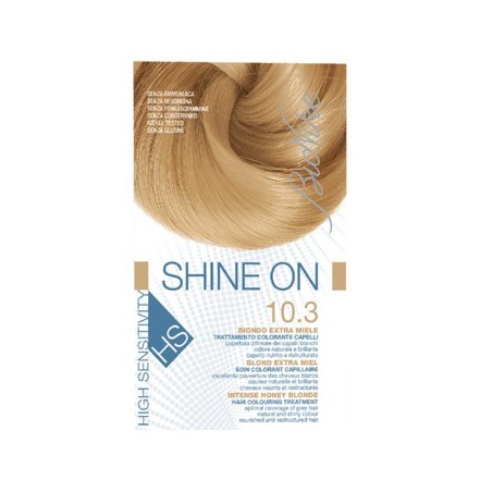 BioNike Shine On tinta permanente alta sensibilità 10.3 Biondo extra miele flacone 75 ml + tubo 50 ml BioNike Shine On tinta permanente alta sensibilità 10.3 Biondo extra miele flacone 75 ml + tubo 50 ml