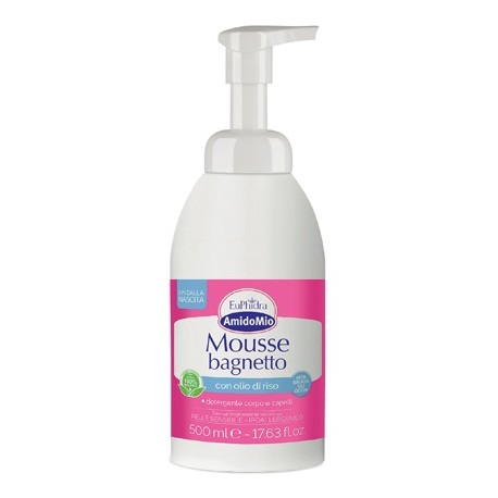 Euphidra AmidoMio Mousse detergente con olio di riso per bagnetto dei bambini 500 ml