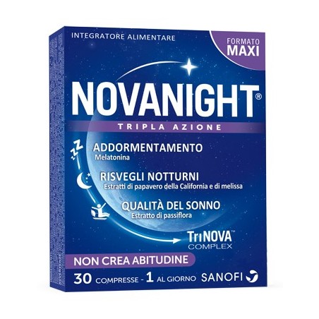 Sanofi Novanight tripla azione Integratore per il sonno 30 compresse Sanofi Novanight tripla azione Integratore per il sonno 30 compresse