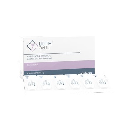 Uniderm Lilith Ovuli vaginali per alterazioni distrofiche lesioni secchezza vaginale 6 ovuli da 3 g