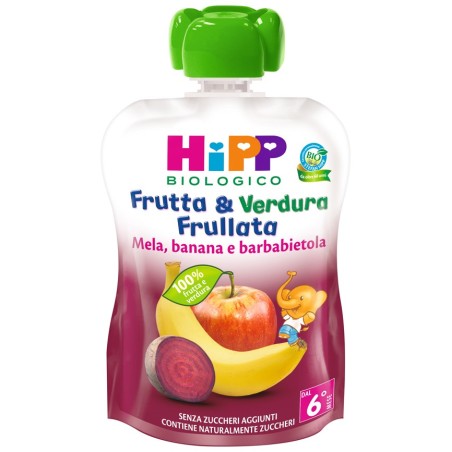 Hipp Bio Frutta & Verdura Frullata mela banana barbabietola 90 g Hipp Bio Frutta & Verdura Frullata mela banana barbabietola 90 g
