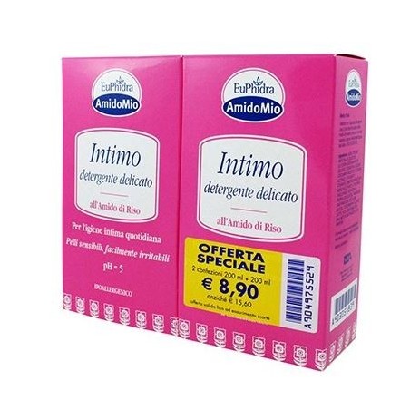 Euphidra AmidoMio Detergente intimo idratante delicato 200 + 200 ml Euphidra AmidoMio Detergente intimo idratante delicato 200 + 200 ml