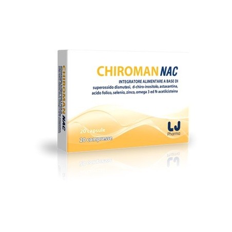 Chiroman Nac integratore per funzione riproduttiva maschile 20 compresse bianche + 20 compresse gialle Chiroman Nac integratore per funzione riproduttiva maschile 20 compresse bianche + 20 compresse gialle