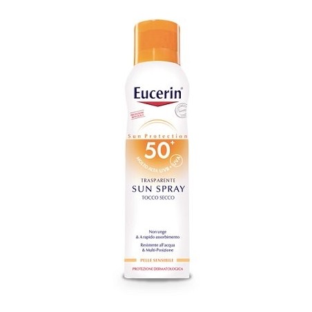 Eucerin Spray Protezione solare trasparente tocco secco SPF50 200 ml Eucerin Spray Protezione solare trasparente tocco secco SPF50 200 ml