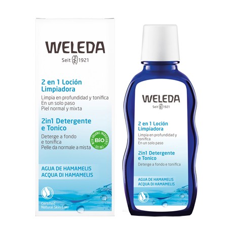 Weleda 2 in 1 Latte & tonico viso detergente tonificante all'acqua di Hamamelis 100 ml