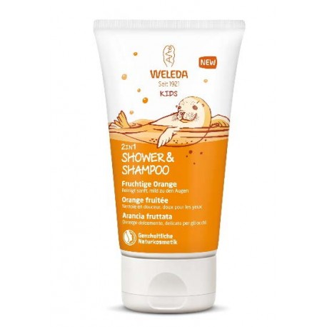 Weleda Kids detergente bambini 2 in 1 Shower & Shampoo all'arancia 150 ml