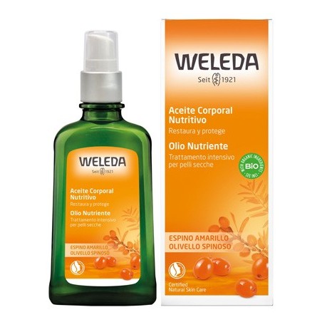 Weleda Olio corpo nutriente Olivello Spinoso pelli secche e spente 100 ml Weleda Olio corpo nutriente Olivello Spinoso pelli secche e spente 100 ml