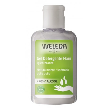 Weleda Gel detergente igienizzante mani 70% alcol ingredienti BIO 80 ml