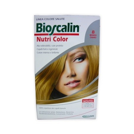 Bioscalin Nutri Color 8 Biondo Chiaro colorazione permanente pelle sensibile Bioscalin Nutri Color 8 Biondo Chiaro colorazione permanente pelle sensibile
