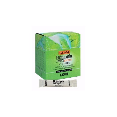 Guam Britannia Dren Plus integratore drenante al tè verde 30 bustine 12 ml Guam Britannia Dren Plus integratore drenante al tè verde 30 bustine 12 ml
