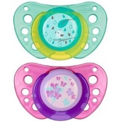 Chicco Succhietto Air Girl in caucciù per bambini da 16 a 36 mesi 2 pezzi