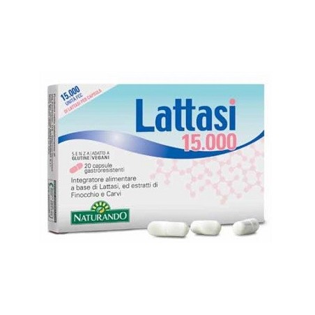 Naturando Lattasi 15000 integratore per intolleranza al lattosio 20 capsule Naturando Lattasi 15000 integratore per intolleranza al lattosio 20 capsule