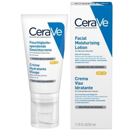 CeraVe Crema solare idratante viso SPF25 pelle normale e secca 50 ml CeraVe Crema solare idratante viso SPF25 pelle normale e secca 50 ml